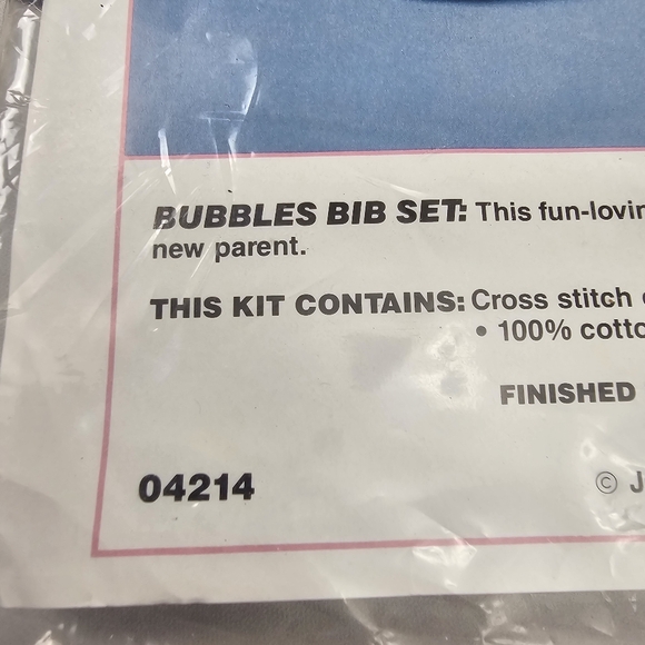 JCA Bubbles Stamped Cross Stitch Baby Bib Set - Picture 3 of 3